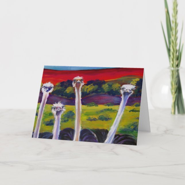 Original "OSTRICHES" Grußkarte Karte (Vorderseite)