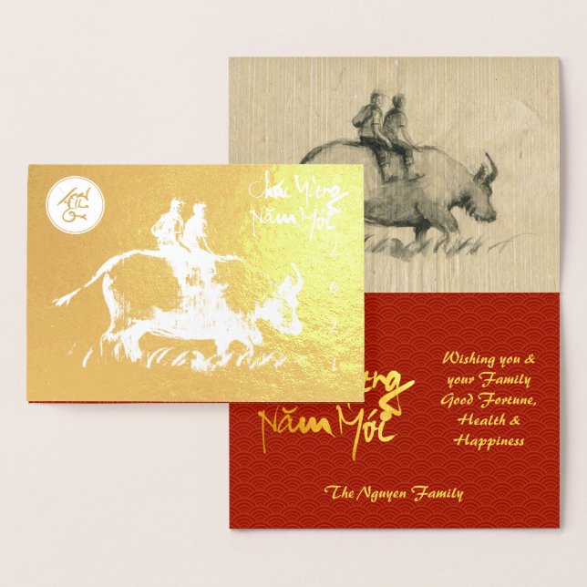 Original Ox Children Malerei Lunar 2021 Luxus GC Folienkarte (Anzeige)