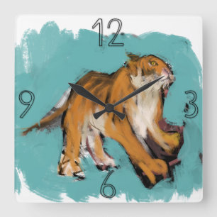 Original Painting Tiger Year Birthday SqWC3 Quadratische Wanduhr