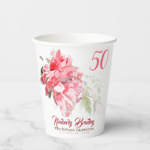 Original Peony Wasserfarben 50th Birthday Party PC Pappbecher