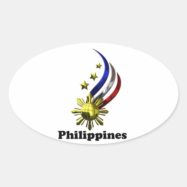 Original philippinisches Logo. Mabuhay Pilipinas ! Ovaler Aufkleber (Vorderseite)