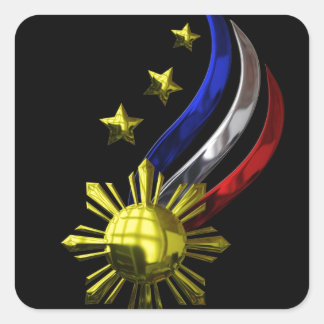 Original philippinisches Logo. Mabuhay Pilipinas ! Quadratischer Aufkleber