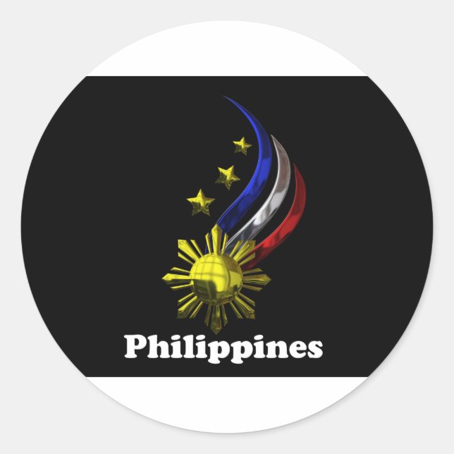 Original philippinisches Logo. Mabuhay Pilipinas ! Runder Aufkleber (Vorderseite)