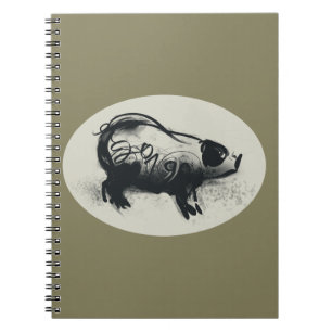 Original Pig Zeichnend mit 2019 Spiral Notebook Notizblock
