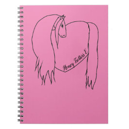 Original Pink Horse Heart Spiral Notebook Notizblock