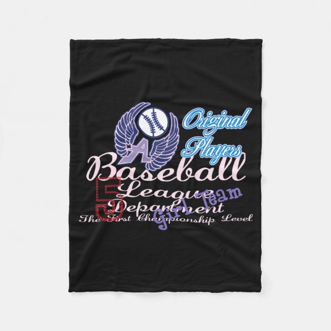 Original Player Baseball Mädchen Team T-Shirt  Fleecedecke (Vorderseite)