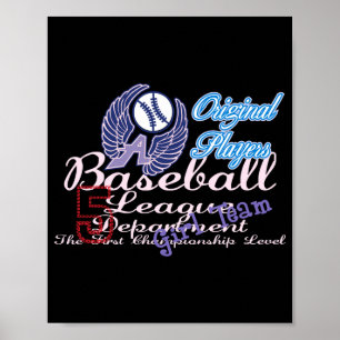 Original Player Baseball Mädchen Team T-Shirt Poster