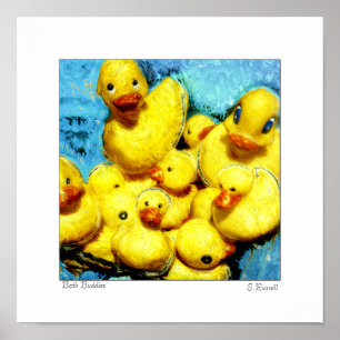 Original Print by Sandra L Russell "Bath Buddies" Poster