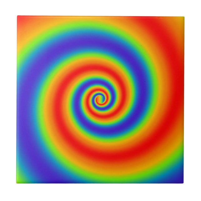 Original Rainbow Gradient farbenfroher Spiraleffek Fliese (Vorderseite)