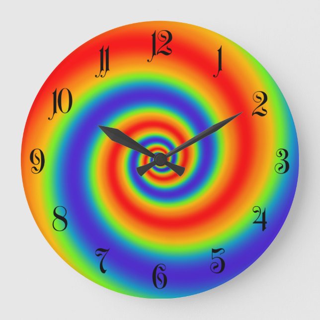 Original Rainbow Gradient farbenfroher Spiraleffek Große Wanduhr (Vorderseite)