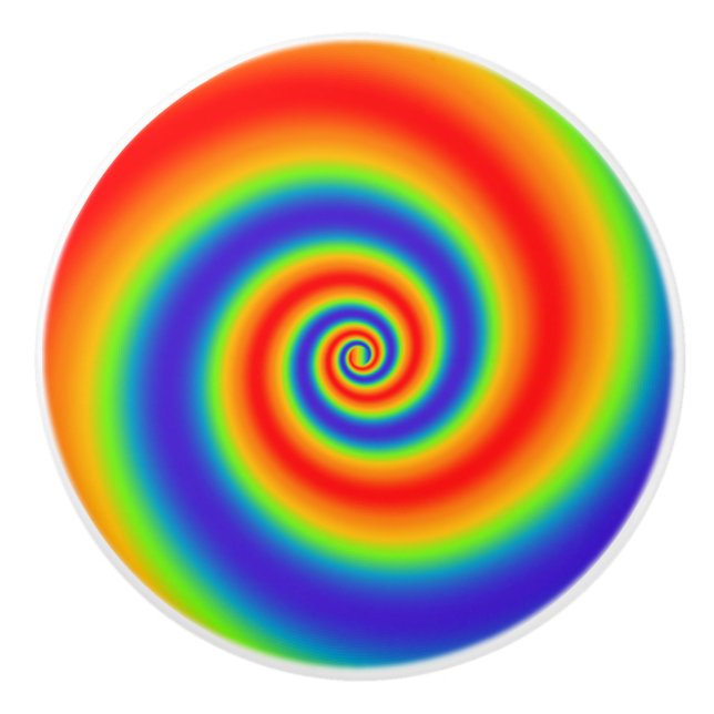 Original Rainbow Gradient farbenfroher Spiraleffek Keramikknauf (Vorderseite)