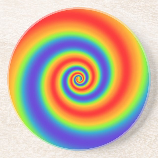 Original Rainbow Gradient farbenfroher Spiraleffek Sandstein Untersetzer (Vorne)