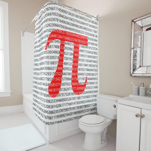Original red number pi day mathematical symbol duschvorhang (Beispiel)