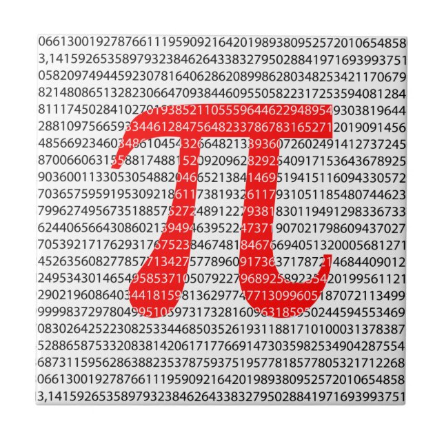 Original red number pi day mathematical symbol fliese (Vorderseite)