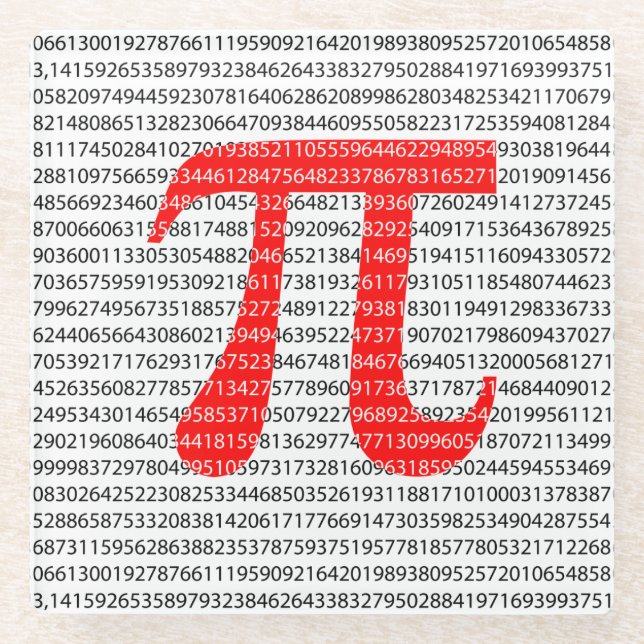 Original red number pi day mathematical symbol glasuntersetzer (Vorderseite)