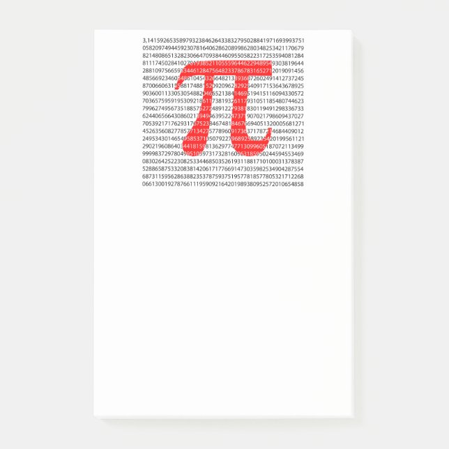 Original red number pi day mathematical symbol post-it klebezettel (Vorderseite)