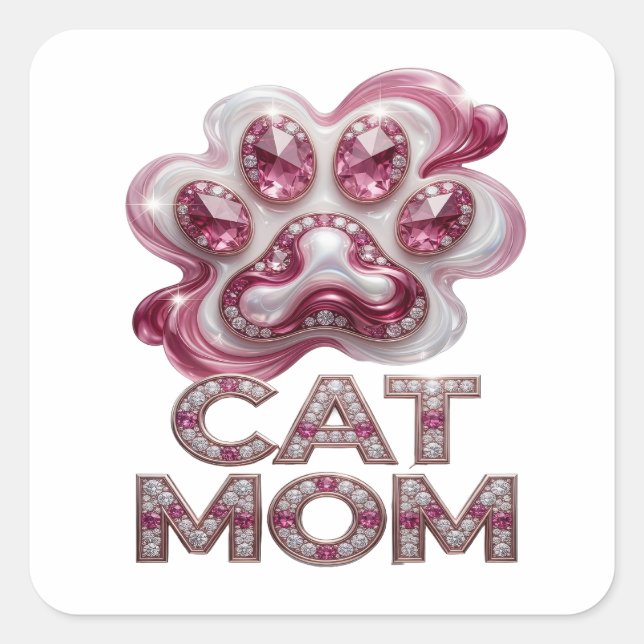 Original Rosa CAT MOM Geschenk Aufkleber (Vorderseite)