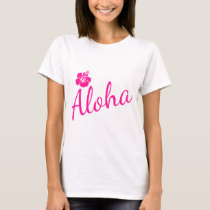 Original Rosa Textentwurf ALOHA und Blume T-Shirt