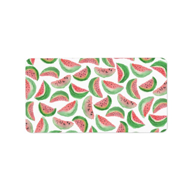 Original Rot-grüne Wasserfarbe trendy Wassermelone Adressaufkleber (Vorne)