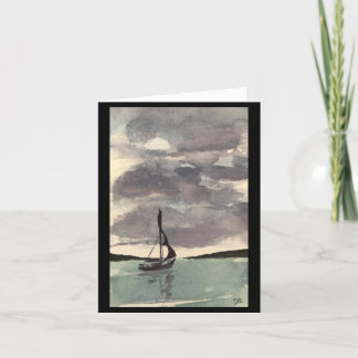Original Sailboat Art on Blank Card Dankeskarte