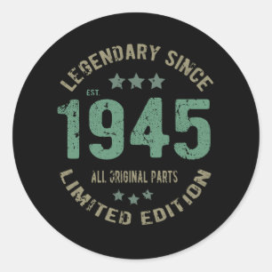 Original seit 1945 Vintage-Legende Geburtstagsgesc Runder Aufkleber