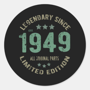 Original seit 1949 Vintage-Legende Geburtstagsgesc Runder Aufkleber