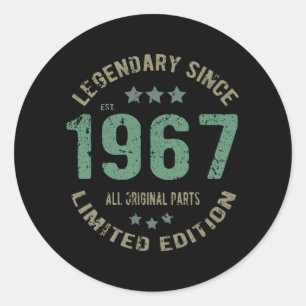 Original seit 1967 Vintage-Legende Geburtstagsgesc Runder Aufkleber