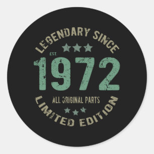 Original seit 1972 Vintage-Legende Geburtstagsgesc Runder Aufkleber