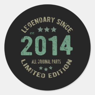 Original seit 2014 Vintage Legend Geburtstagsgesch Runder Aufkleber