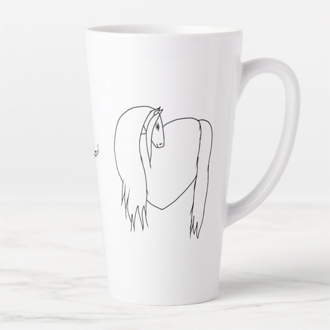 Original signiertes Pferd Herz Latte Tasse (Rechts)