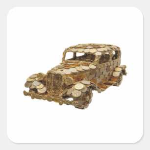 Original Silber GOLDEN CAR Geschenkaufkleber Quadratischer Aufkleber