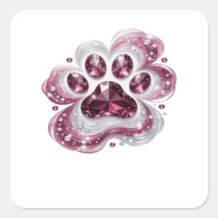 Original Silber PINK DIAMANT PFOTE Sticker Grafik