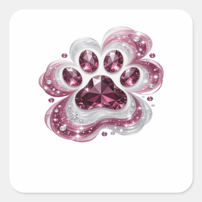 Original Silber PINK DIAMANT PFOTE Sticker Grafik (Vorderseite)