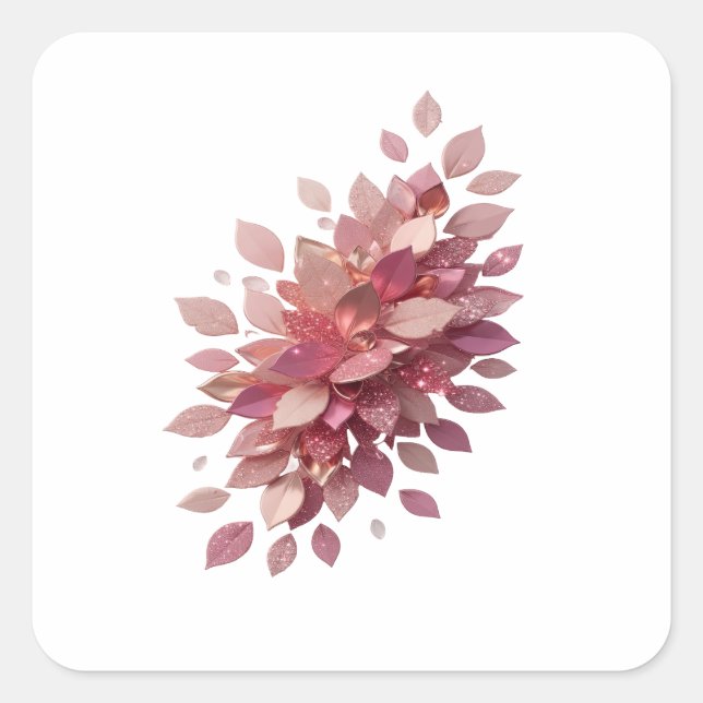 Original Silber PINK LEAVES Craft Aufkleber (Vorderseite)