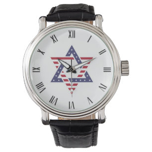 Original Star von David Symbol stilisiert USA Flag Armbanduhr