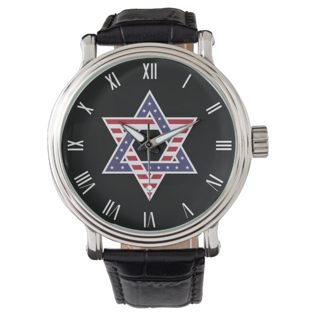 Original Star von David Symbol stylisiert US-Flagg Armbanduhr (Vorderseite)