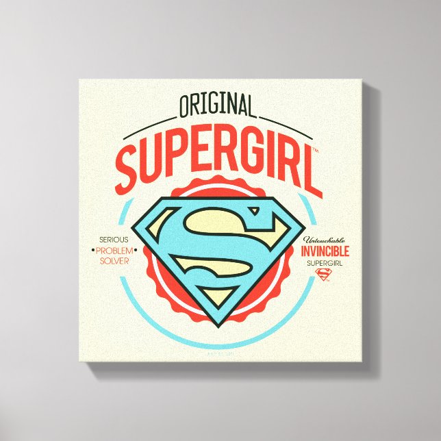 Original Supergirl-Vintag-Logo-Abzeichen Leinwanddruck (Vorderseite)
