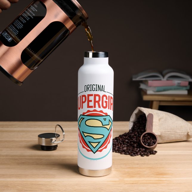 Original Supergirl-Vintag-Logo-Abzeichen Trinkflasche (Kaffee)