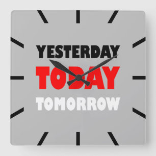 Original Text positive Design Words Quadratische Wanduhr