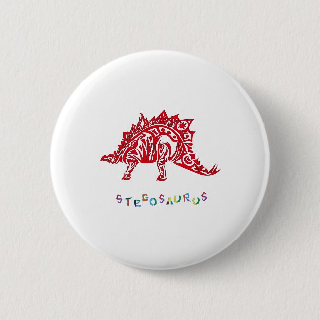 Original Tribal Style Design Stegosaurus mit Neme Button (Vorderseite)