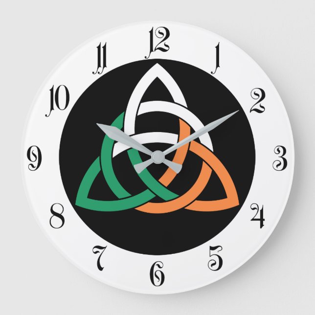 Original Triquetra-Kreis keltischer Knoten Irische Große Wanduhr (Vorderseite)