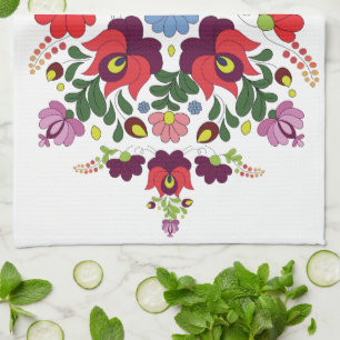 Original Ungarisches Matyo Kitchen Segen Zitat Geschirrtuch