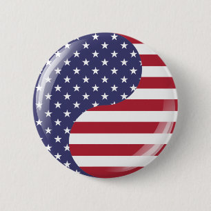 Original USA patriotische Ying Yang Symbol Button