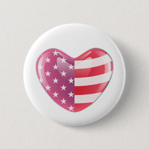 Original USA Symbol Amerikanische Flagge auf Herzf Button
