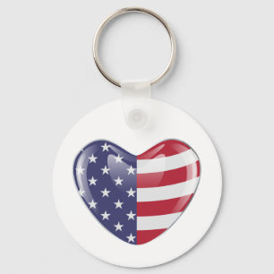 Original USA Symbol Amerikanische Flagge auf Herzf Schlüsselanhänger
