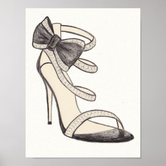 Original Valentino Shoe Fashion Illustration Poster (Vorne)