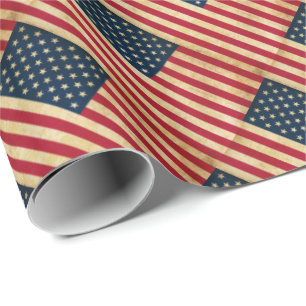 Original Vintage Patriotische Amerikanische Flagge Geschenkpapier