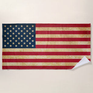 Original Vintage Patriotische Amerikanische Flagge Strandtuch