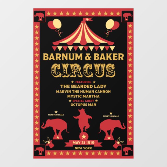 Original Vintages Inspiriert Circus T - Shirt Fensteraufkleber