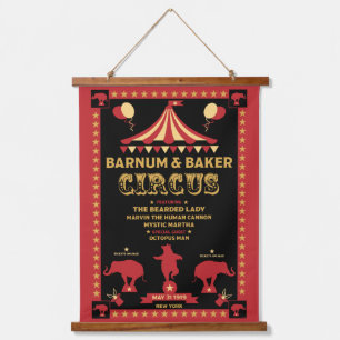 Original Vintages Inspiriert Circus T - Shirt Wandteppich Mit Holzrahmen